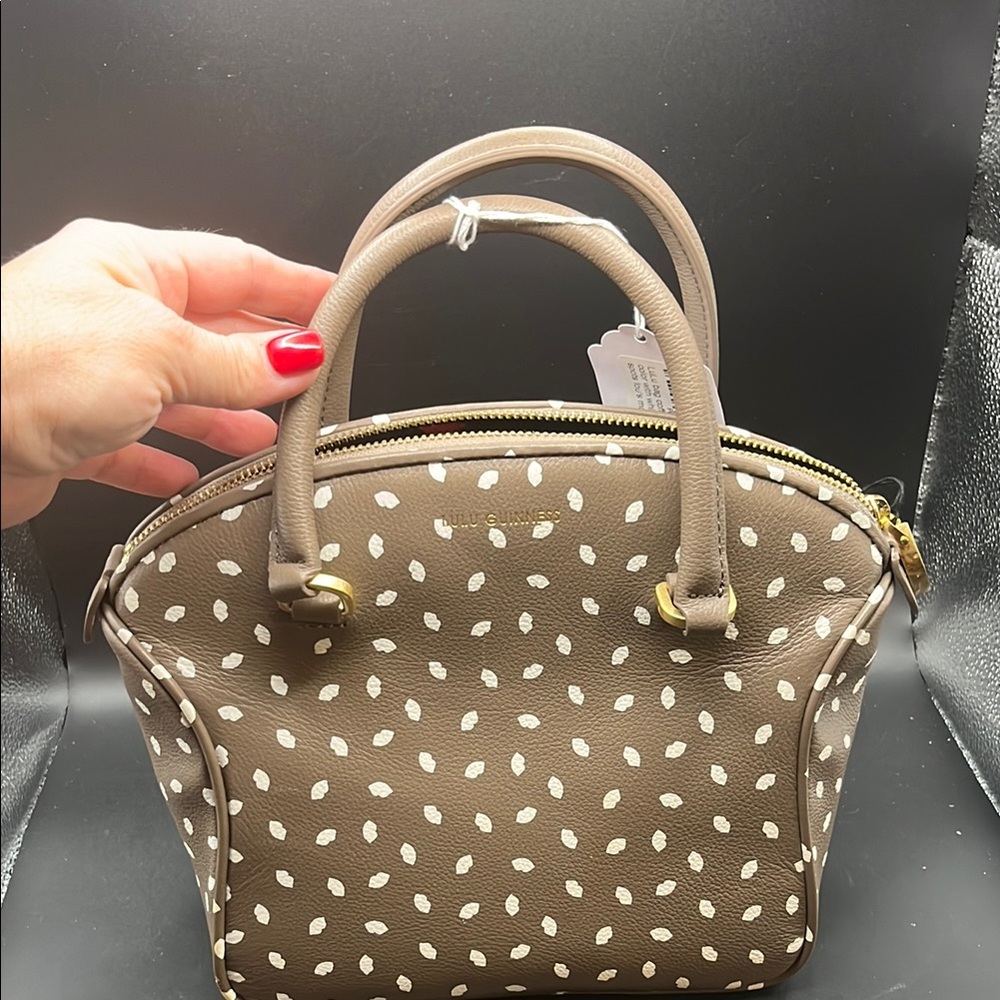 Lulu Guinness Brown and White Polka Dot Satchel - Picture 9 of 9